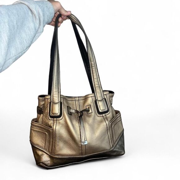 Vintage Tignanello Metallic Leather Shoulder Bag Purse - Picture 1 of 7